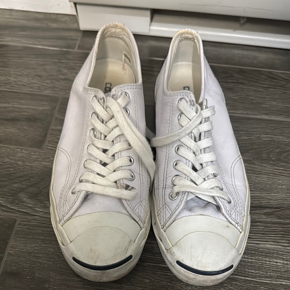 White Sneakers with Canvas Upper and Rubber Sole
